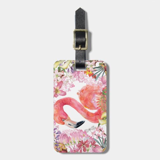 Flamingo in het Bloem Oerwoud - het Patroon van de Bagagelabel (Voorkant verticaal)