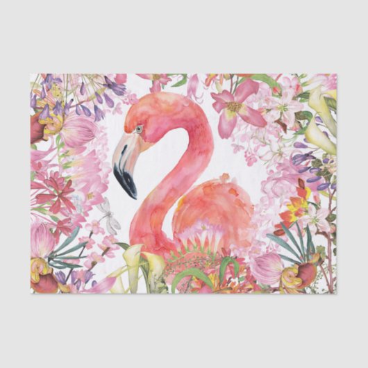 Flamingo in het Bloem Oerwoud - het Patroon van de Tissuepapier (Voorkant)
