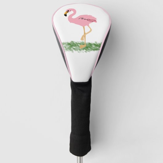 Flamingo in het gras golfheadcover (Voorkant)