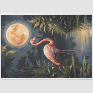 Flamingo in het maanlicht Decoupage Tissuepapier