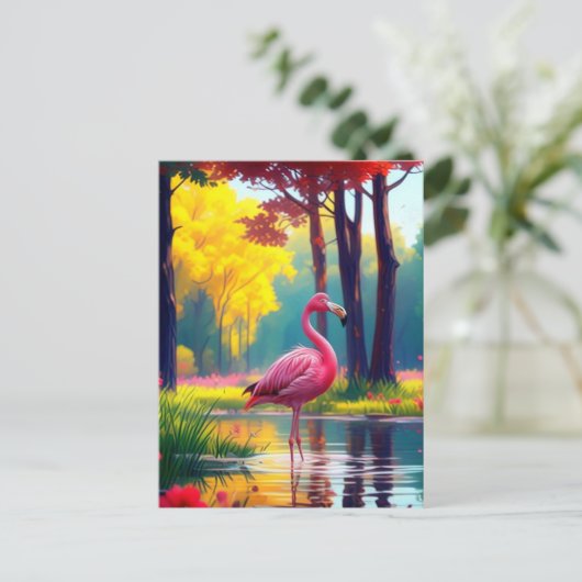 Flamingo in het meer 365476 aankondigingskaart (Staand voorkant)