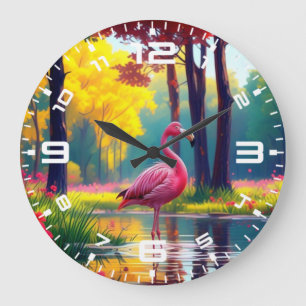 Flamingo in het meer 365476 grote klok