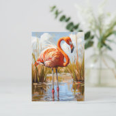 Flamingo in het wild briefkaart (Staand voorkant)