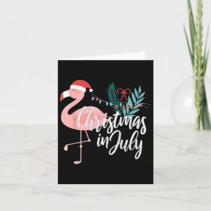 Flamingo in kerstmuts Kerstmis in juli Kaart