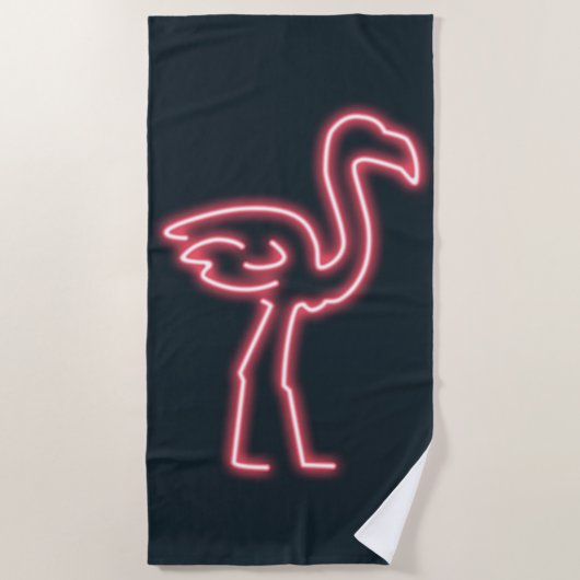 Flamingo in Neon Pink Strandlaken (Voorkant)