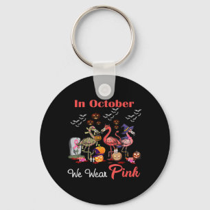 Flamingo In oktober Draag we roze borstkankerhal Sleutelhanger
