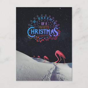 Flamingo in sneeuw met ruimte Kerstmis raar Briefkaart
