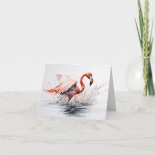 Flamingo in Water Splash Note Kaart