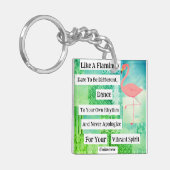 Flamingo inspirerend Quote Acryl Sleutelhanger (Voorkant Links)