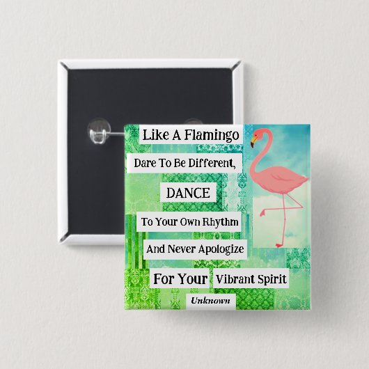 Flamingo Inspirerend Quote Button (Voorkant /achterkant)