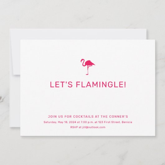 Flamingo Invitation Kaart (Voorkant)