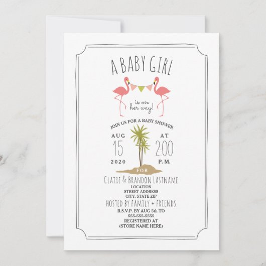 Flamingo Island Baby shower Invitation Kaart (Voorkant)