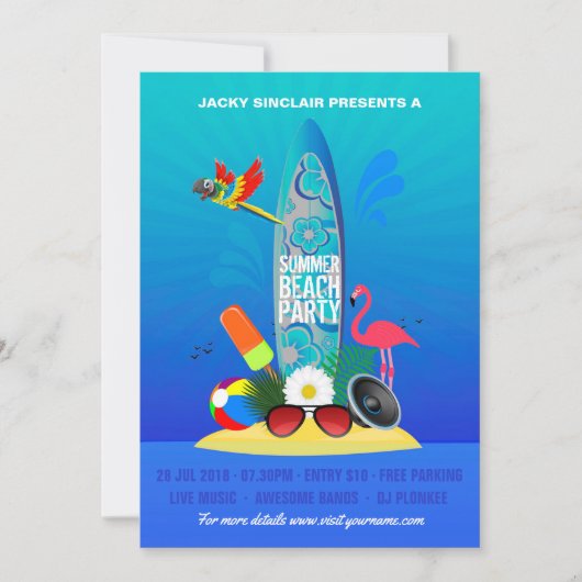 Flamingo Island Invitation Kaart (Voorkant)