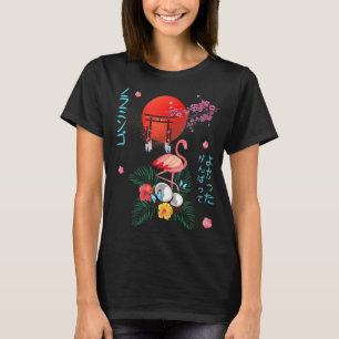Flamingo Japanse Otaku Pagoda Kokosnoot & Sakura T T-shirt