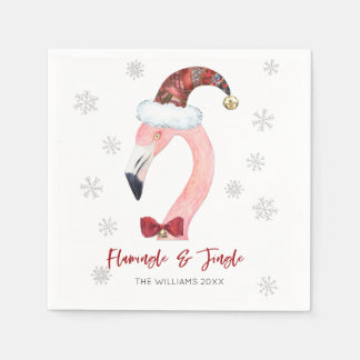 Flamingo & Jingle Typography Santa Hat Vakantie Servet