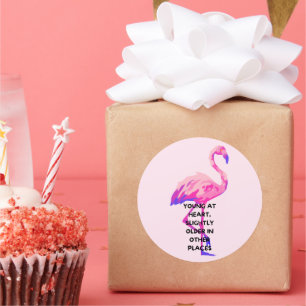 Flamingo Jong Op Hart Grappig Gezegde Quote Ronde Sticker