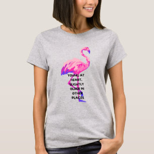 Flamingo Jong Op Hart Grappig Gezegde Veroudering T-shirt