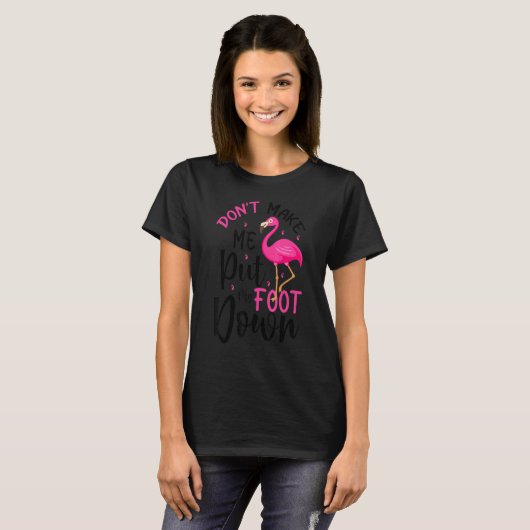 Flamingo kalm de veer neer t-shirt (Voorkant volledig)