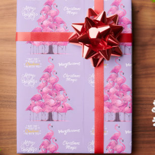 Flamingo kerst cadeaupapier