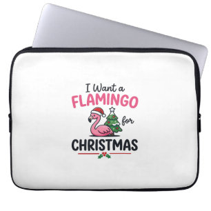 Flamingo Kerst Citaat Vector Laptop Sleeve