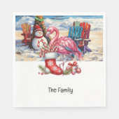 Flamingo kerst in juli op het strand servet (Voorkant)