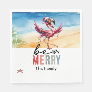 Flamingo kerst in juli op het strand servet