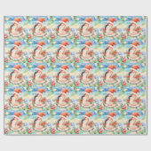 Flamingo Kerst in juli waterverf Cadeaupapier (Vlak)