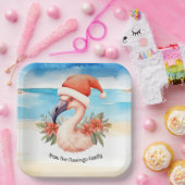 Flamingo Kerst in juli waterverf Papieren Bordje (Feest)