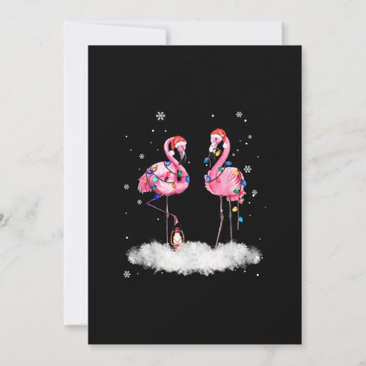 Flamingo Kerstboom Kerstman Hoed Licht Feestdagenkaart (Voorkant)