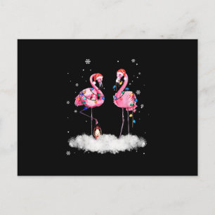 Flamingo Kerstboom Kerstman Hoed Licht Uitnodiging Briefkaart