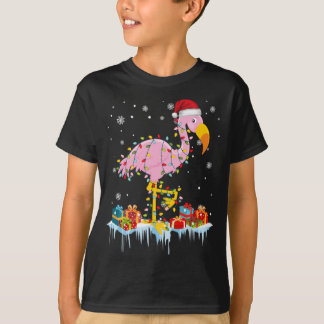 Flamingo Kerstboom Lichten X-Mas Ornament Deco T-shirt