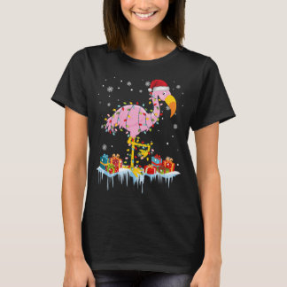 Flamingo Kerstboom Lichten X-Mas Ornament Deco T-shirt