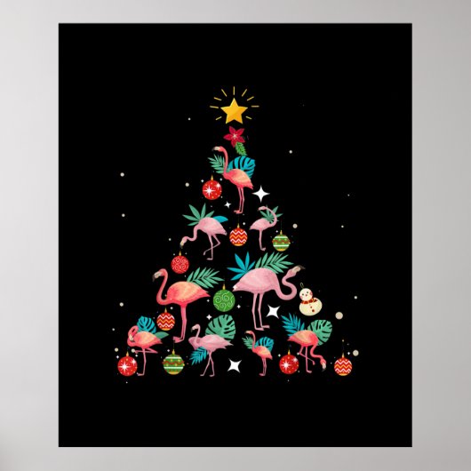 Flamingo kerstboom poster (Voorkant)