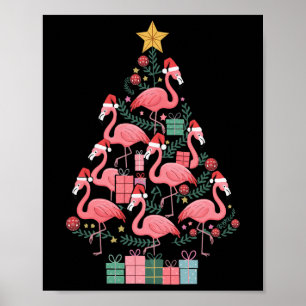 Flamingo kerstboom poster