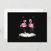 Flamingo kerstboom Santa Hat Light Aankondigingskaart (Voorkant / Achterkant)