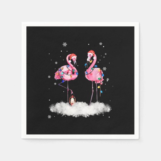 Flamingo kerstboom Santa Hat Light Servet (Voorkant)
