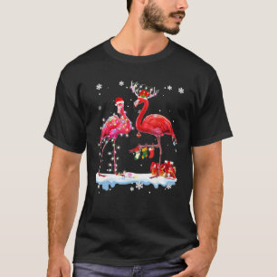 Flamingo kerstboom Santa Hat Xmas Light T-shirt