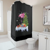 Flamingo kerstboomverlichting douchegordijn (In situ)