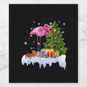 Flamingo kerstboomverlichting wijn etiket (Enkel label)