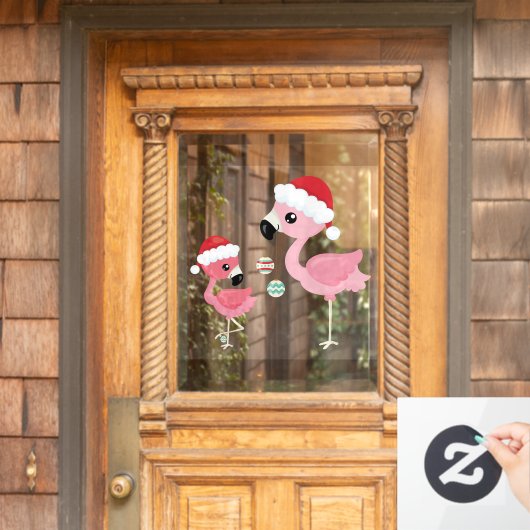 Flamingo kerstboomversierslichten raamsticker (Huis Deur)