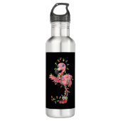 Flamingo kerstcadeautjes lantaarns roze vloed waterfles (Voorkant)