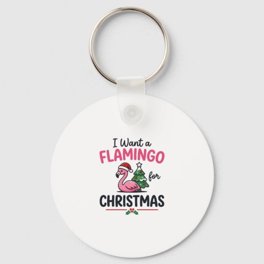 Flamingo Kerstcitaten Vector Sleutelhanger (Voorkant)