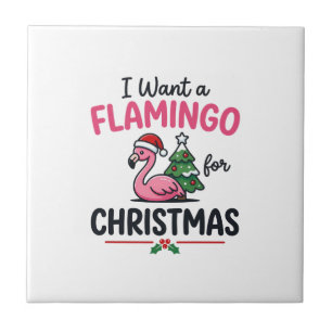 Flamingo Kerstcitaten Vector Tegeltje