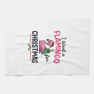 Flamingo Kerstcitaten Vector Theedoek