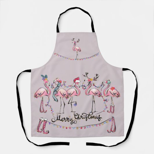 Flamingo Kerstfeest Apron Schort (Voorkant)