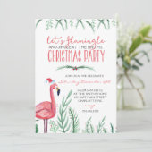Flamingo Kerstfeest Uitnodiging (Staand voorkant)