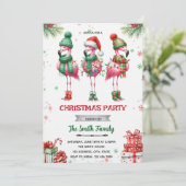 Flamingo Kerstfeest Uitnodiging (Staand voorkant)