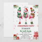 Flamingo Kerstfeest Uitnodiging (Voorkant / Achterkant)