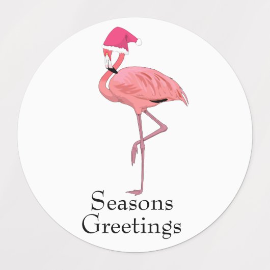 Flamingo Kerstmannen Kerstgroeten Labels (Design 2)