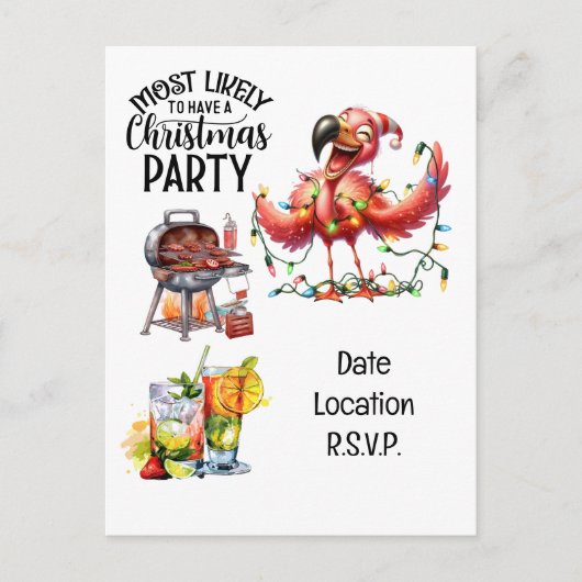 Flamingo Kerstmis in juli Feest Feestdagenkaart (Voorkant)